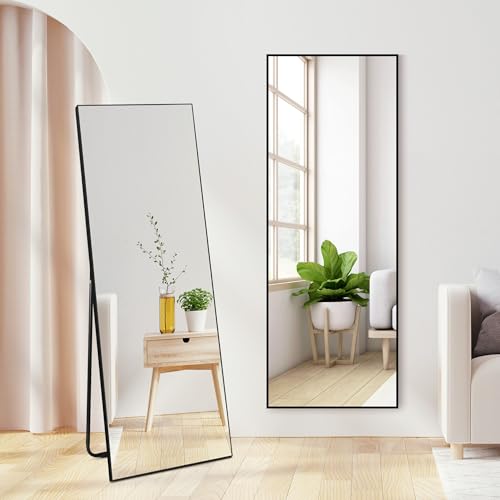 Vasemouh Full Length Mirror | 140x51cm Black Floor & Wall Hanging Mirror