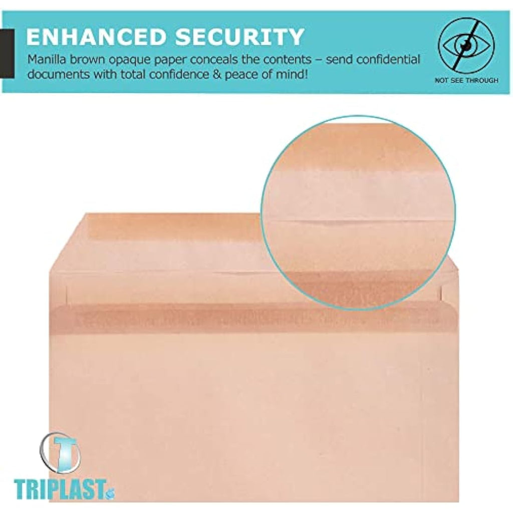 Triplast DL Manilla Envelopes – 250 Pack Self Seal Opaque Mailing Paper