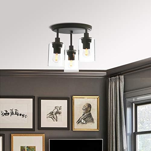 Industrial 3-Way Glass Pendant Light – Vintage Flush Ceiling Lamp