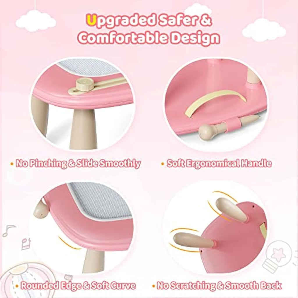Kikidex Magnetic Drawing Board - Toddler Educational Doodle Pad, Pink
