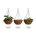 Relaxdays Set of 3 Coconut Hanging Planters – 35cm Iron Flower Baskets