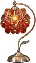 Bieye Tiffany Style Stained Glass Cherry Blossom Table Lamp – Brass Base
