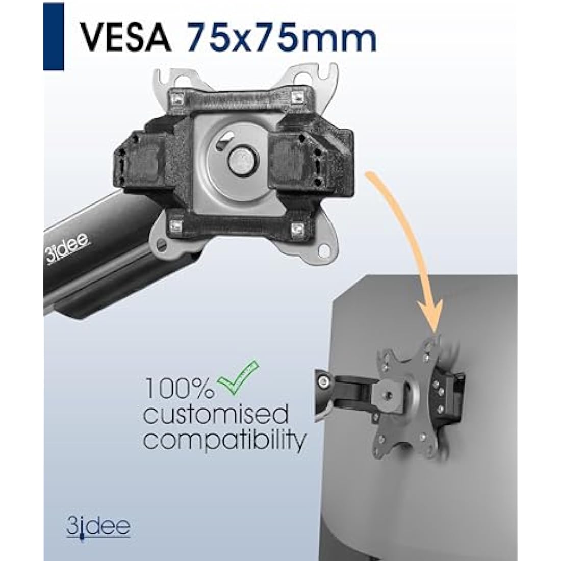 3IDEE VESA Adapter for BenQ EX3203R & EX3501R | 75x75mm Mount