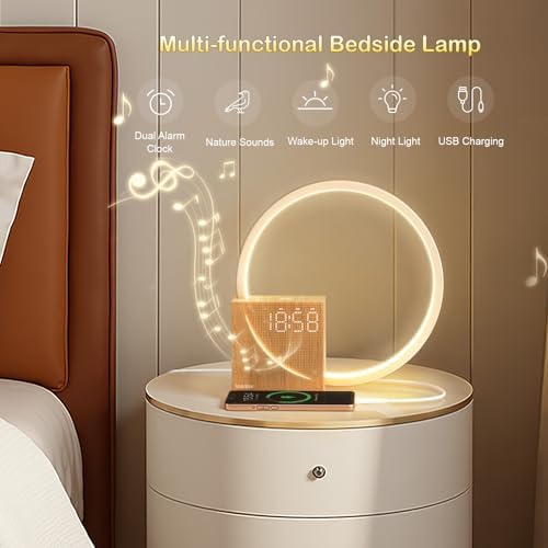 Blonbar Bedside Lamp | Wake-Up Light with USB Charging & 10 Sleep Sounds