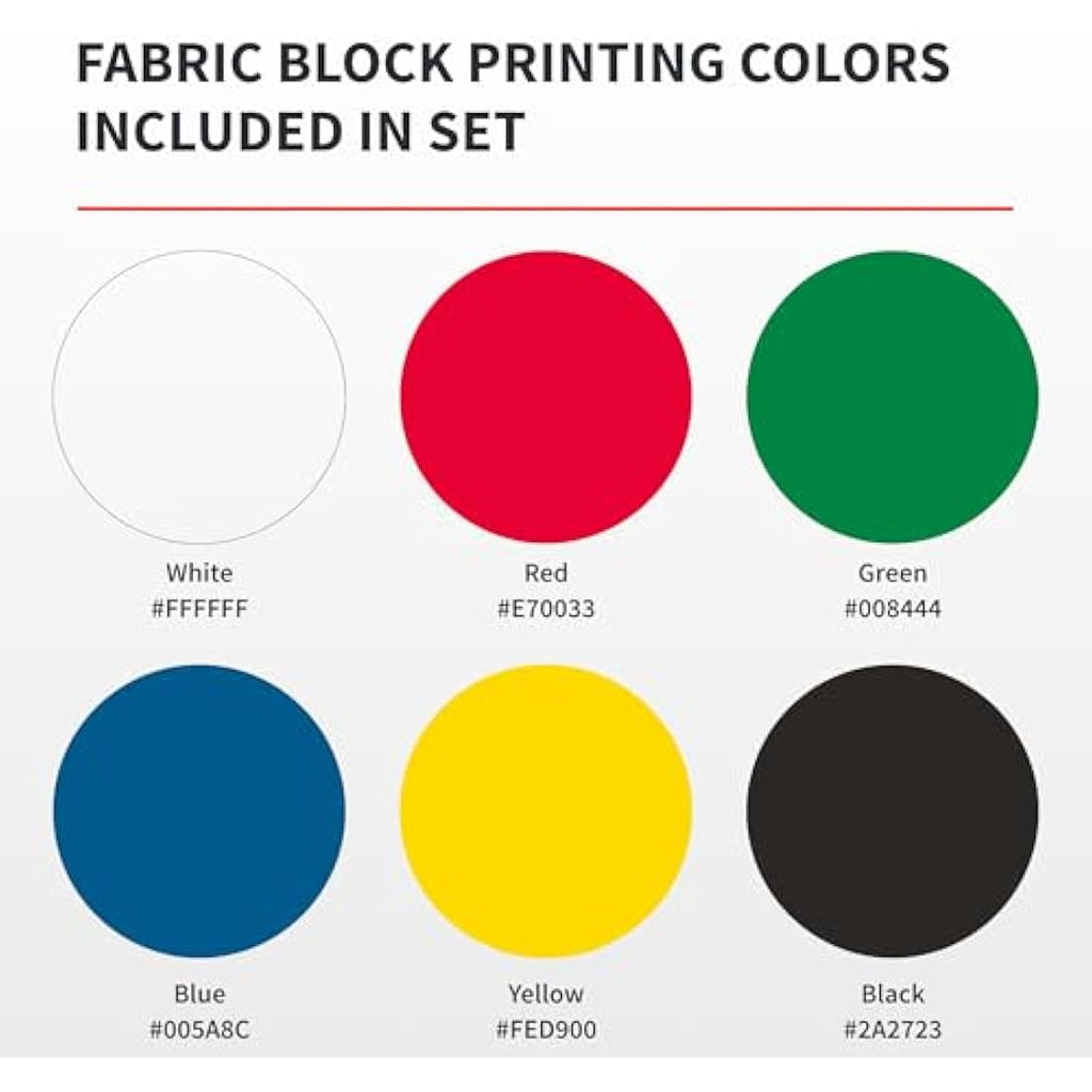 Speedball Fabric and Paper Block Printing Ink Set - 6 Colors, 1.25oz
