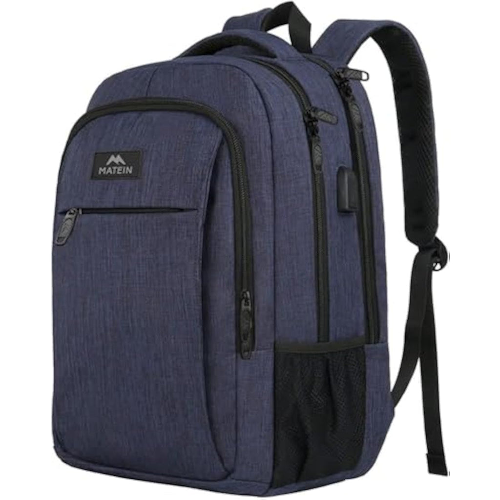 MATEIN 15.6" Travel Laptop Backpack | USB Charging & Anti-Theft - Navy