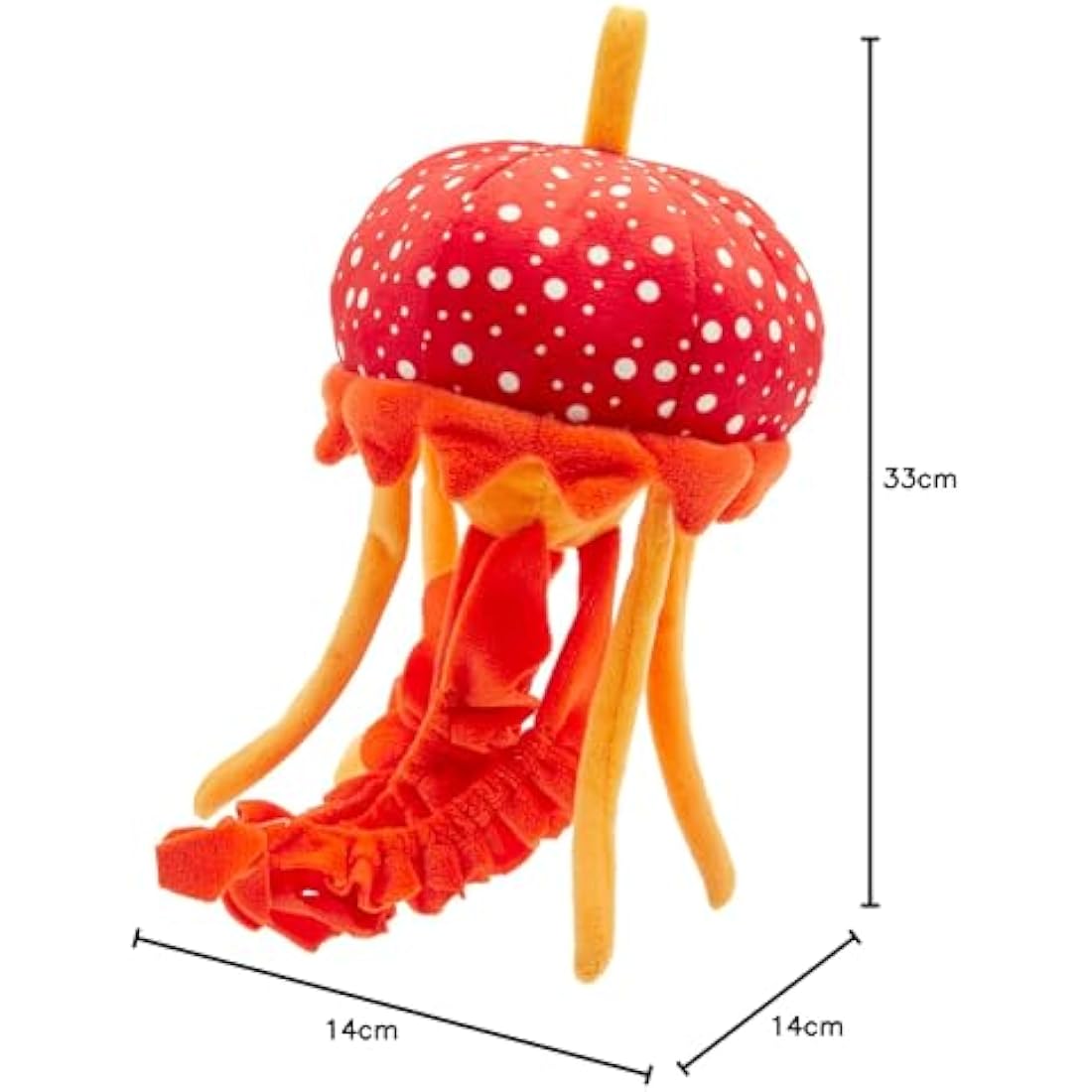 Zappi Co Jellyfish Plush Toy – 100% Recycled Orange Stuffed Animal (33cm)