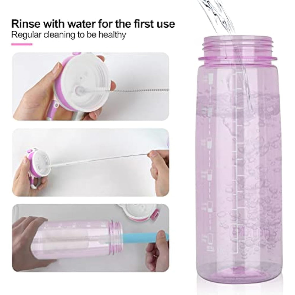 VENNERLI 800ml Tritan Sports Water Bottle with Straw and Time Marking