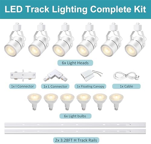 Bravsekai LED Track Lighting Kit | 6-Light H-Type 4000K Natural White