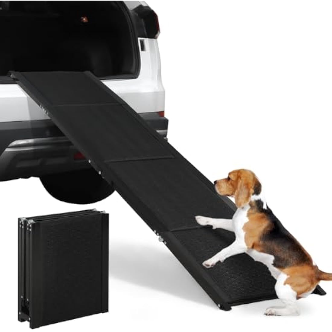 SMONTER Aluminum Dog Car Ramp – Folding Portable Pet Steps for Large Dogs