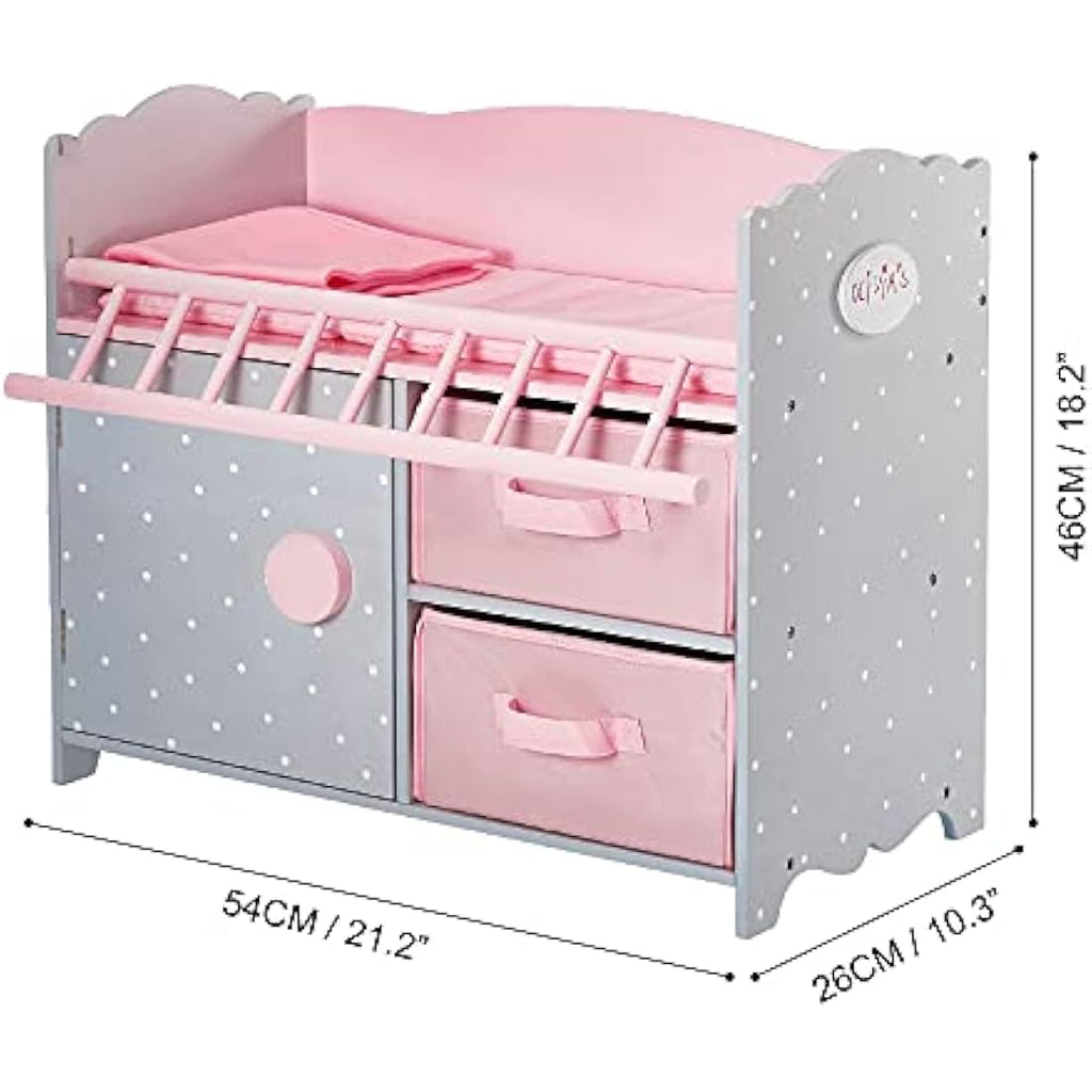 Olivia's Little World Wooden Doll Crib with Storage Cabinet & Cubby