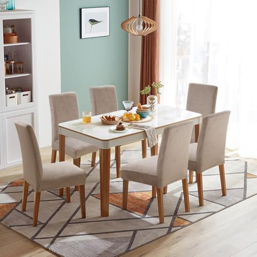 Fuloon Velvet Dining Chair Covers – Elastic Seat Slipcovers, Set of 6