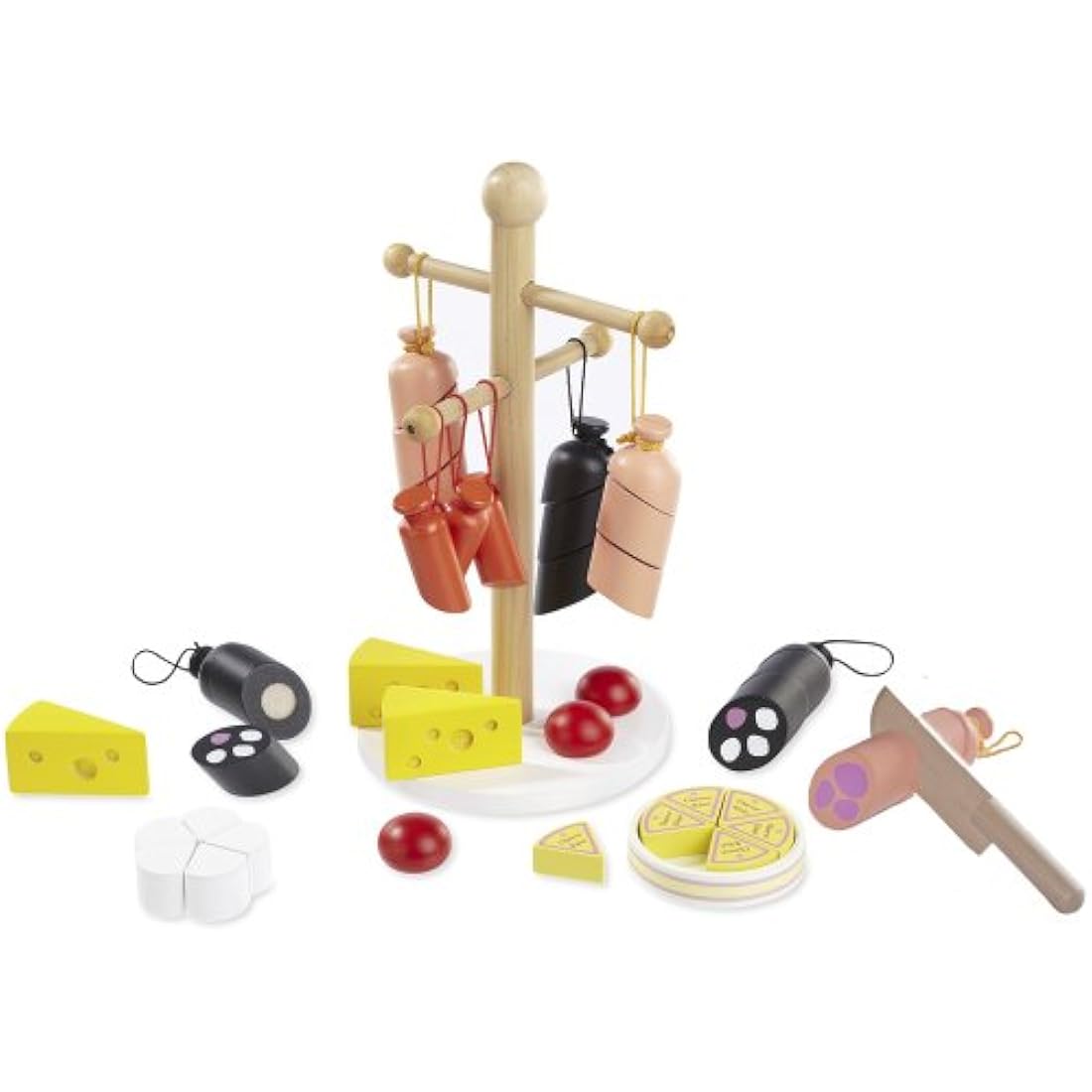 Howa Wooden Sausage and Cheese Toy Food Set - 25 Piece Play Kitchen