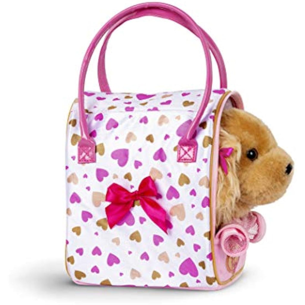 Pucci Pups Plush Cocker Spaniel Toy Dog with Pink Heart Carrier Bag