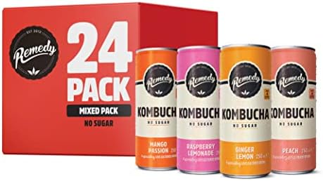 Remedy Kombucha Mixed Pack – Sugar Free Probiotic Drink – 24 x 250ml