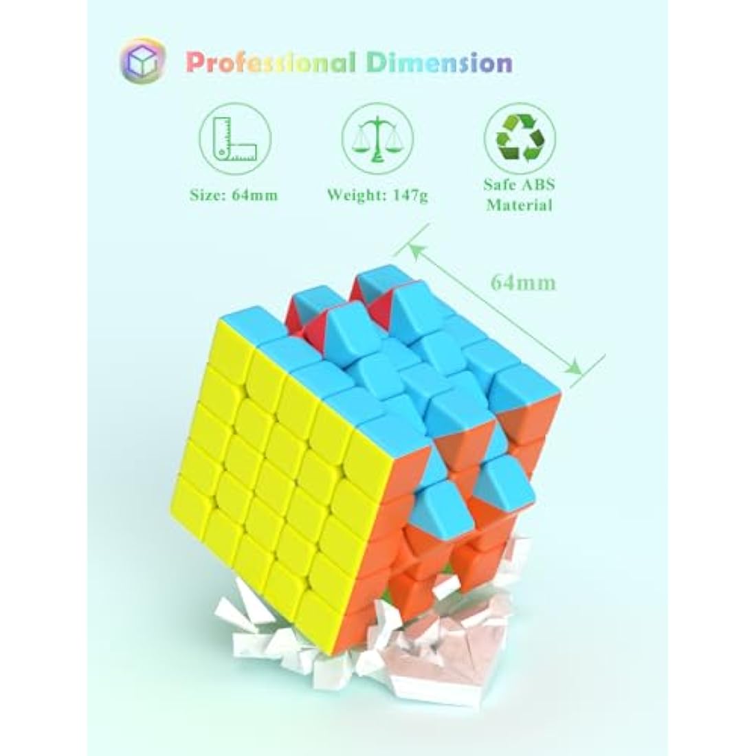 Roxenda 5x5 Speed Cube – Stickerless Frosted Magic Puzzle Toy