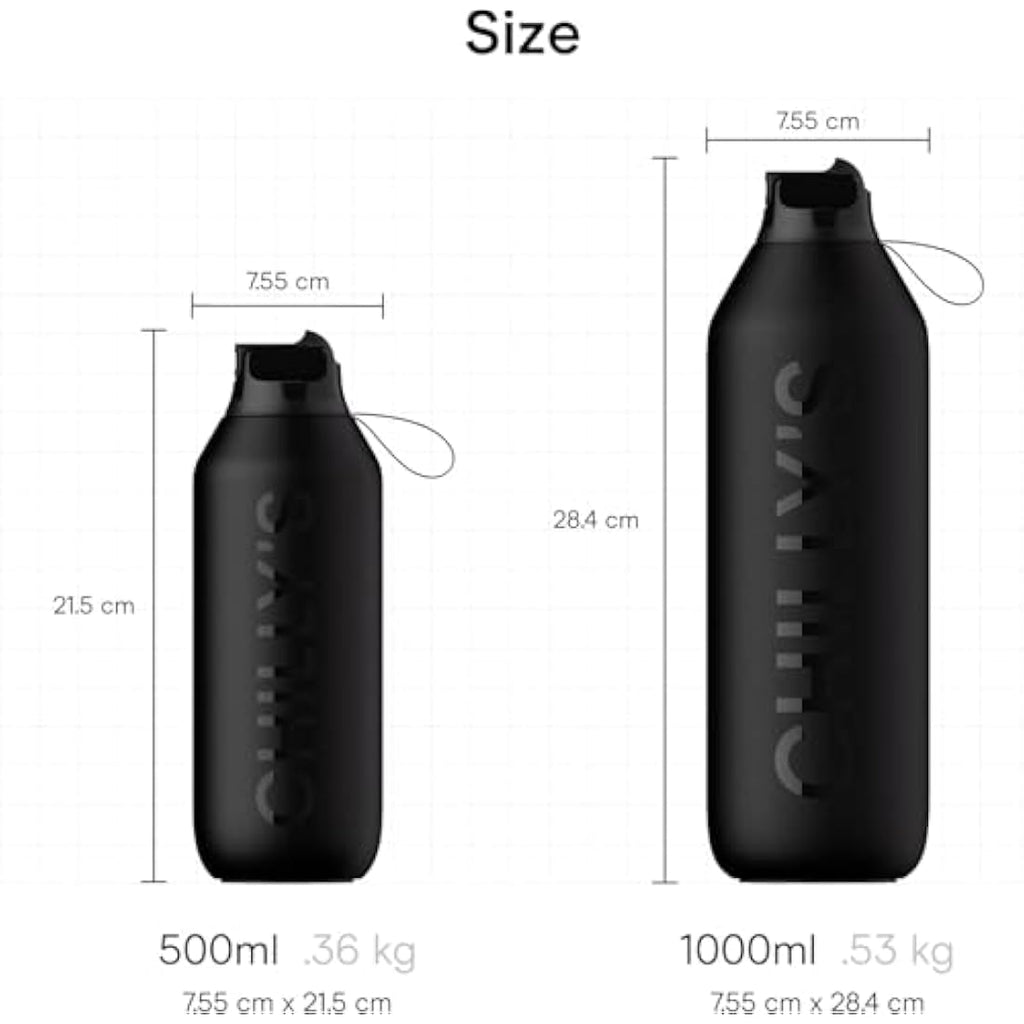 Chilly's Series 2 Flip Water Bottle – Insulated Stainless Steel, 1L