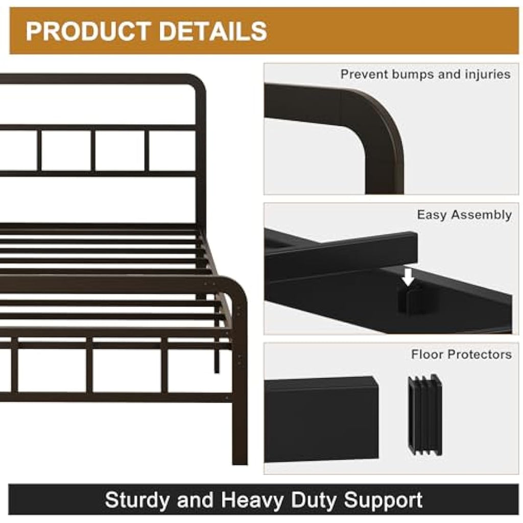 Yicensen Small Single Metal Bed Frame – Black Platform Bed 75x190cm