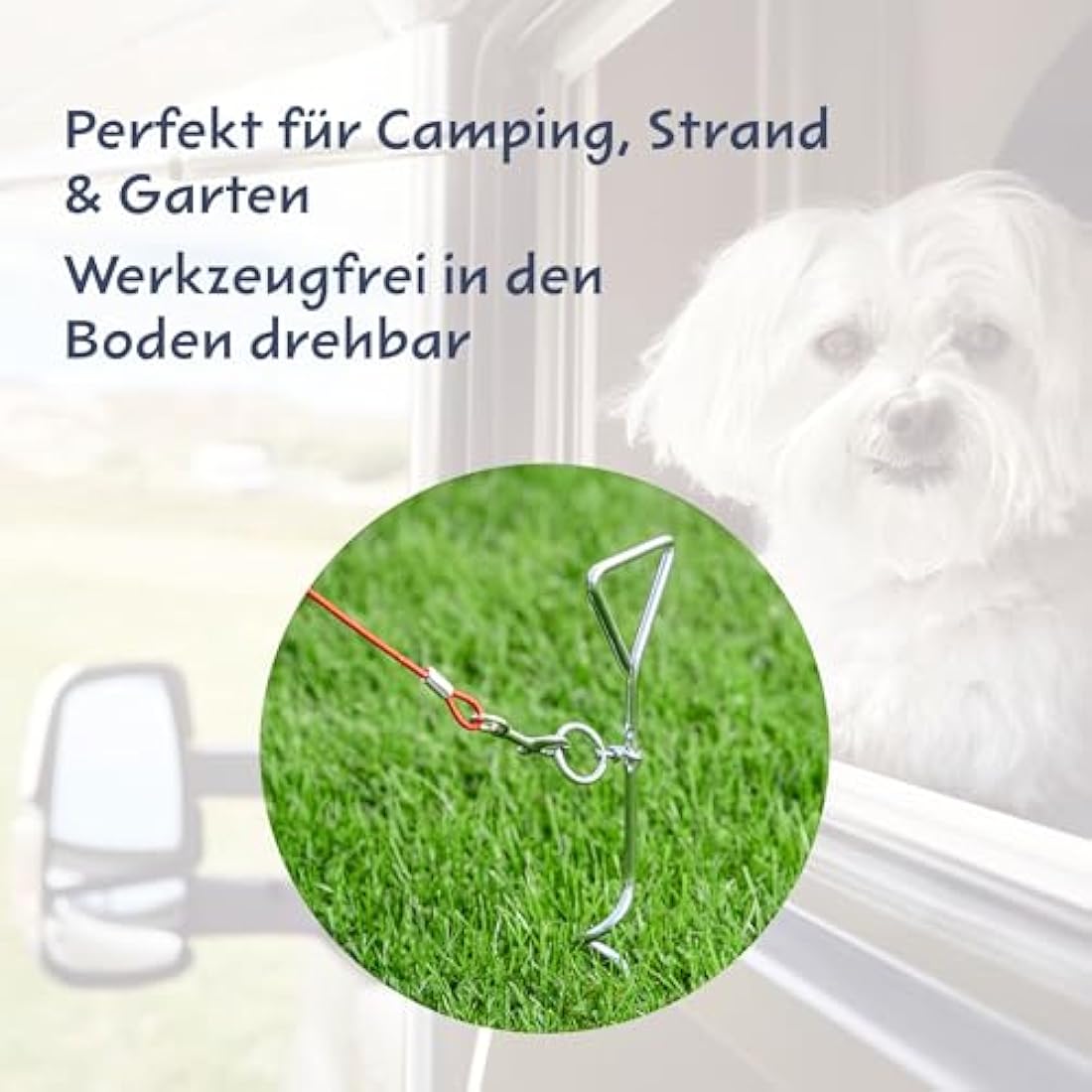Cartrend Caravan Dog Tying Stake - Outdoor Ground Anchor for Camping