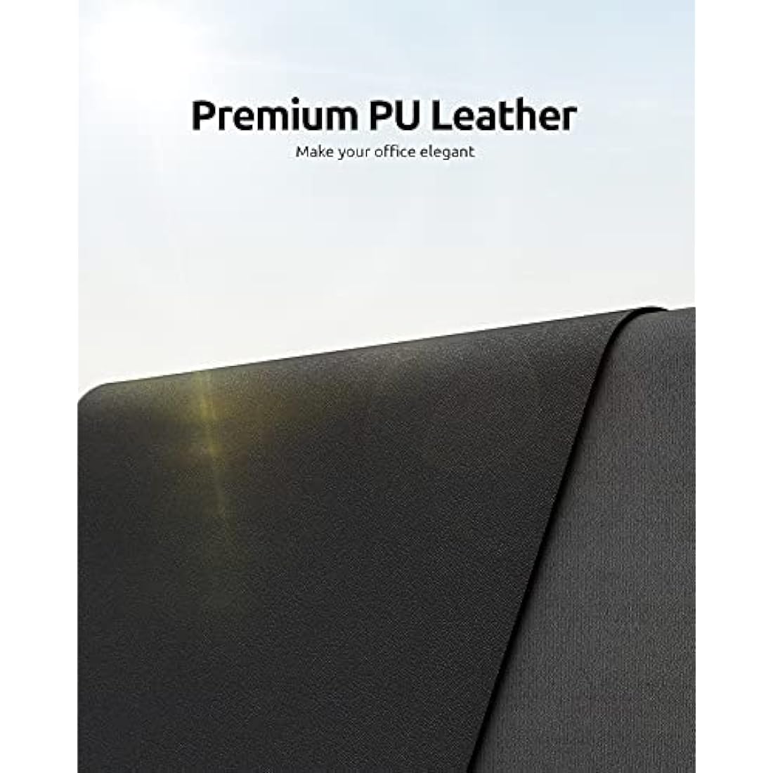 YSAGi PU Leather Desk Mat – Large Waterproof Mouse Pad, Black (60x35cm)