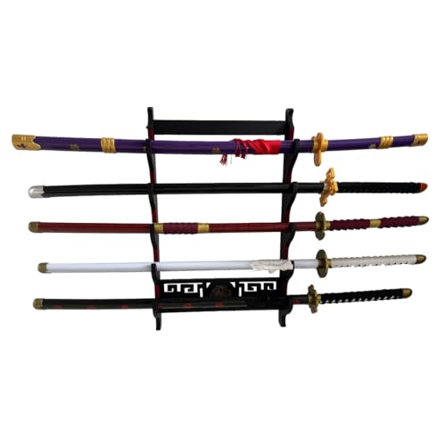 5-Tier Sword Wall Mount | Dragon Pattern Katana Display Stand