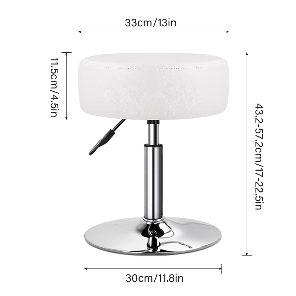 WKWKER Adjustable Vanity Stool for Makeup Room Swivel Makeup Stool Small Round Ottoman for Living Room Makeup Chair for Bedroom SPA Salon Studio - image 3