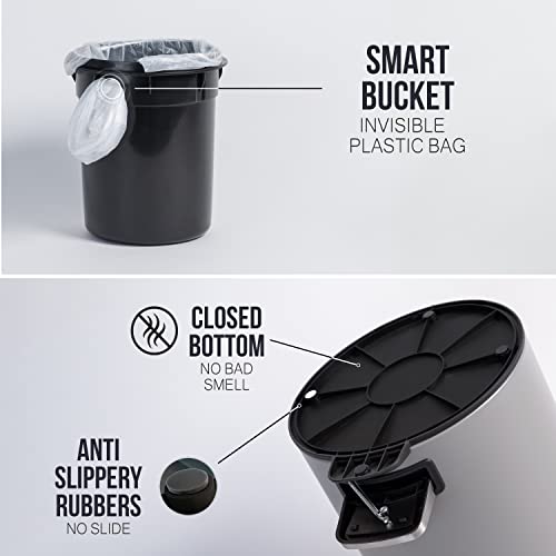 Kazai 3L Bathroom Bin with Bamboo Lid – Soft Close Matte Grey Pedal Bin