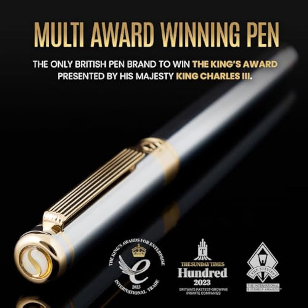 Scriveiner Silver Chrome Fountain Pen – Gold Plated Schmidt Broad Nib