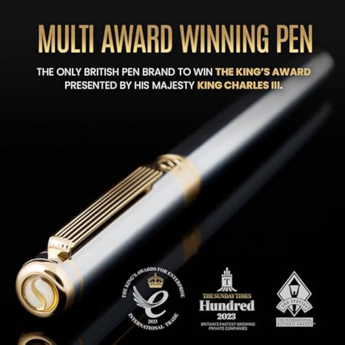 Scriveiner Silver Chrome Fountain Pen – Gold Plated Schmidt Broad Nib