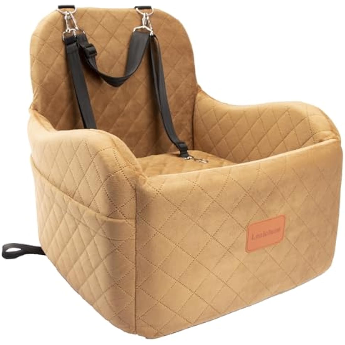 Lealchum Dog Booster Car Seat - Washable Memory Foam Pet Bed, Coffee