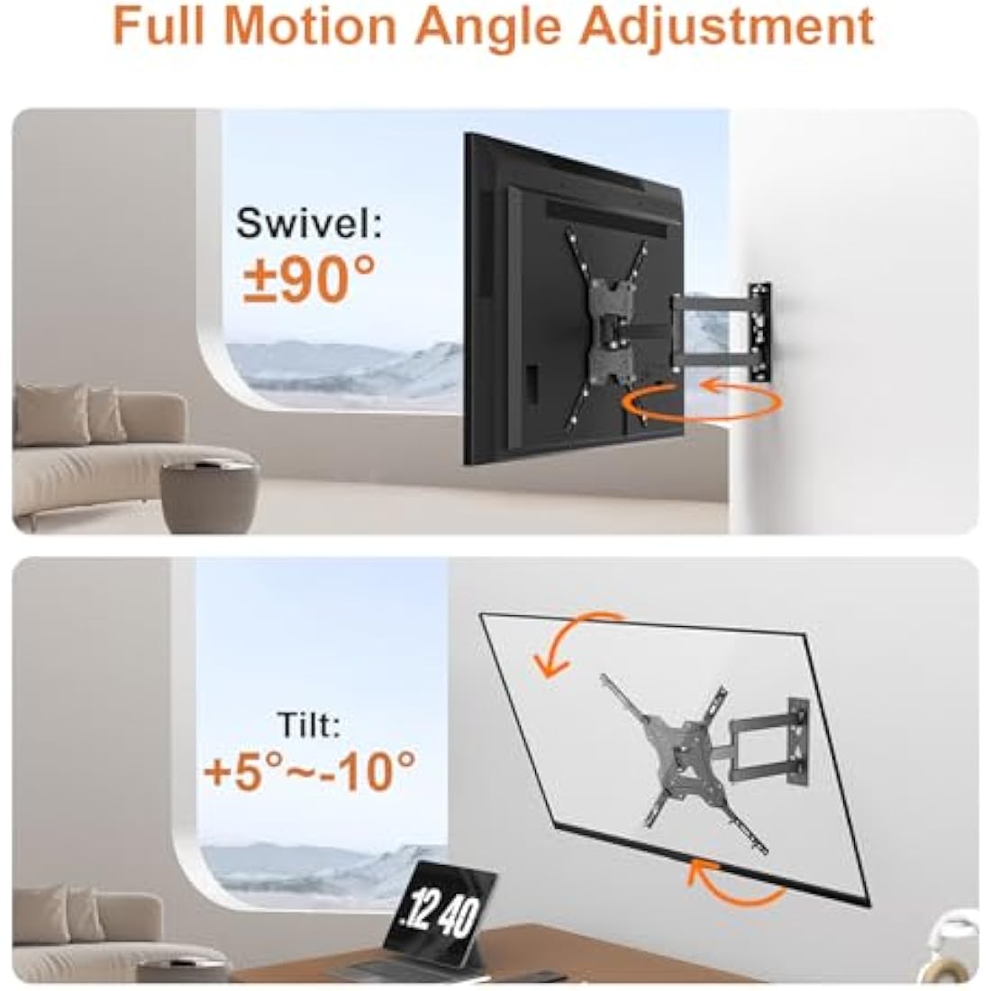 GRIFEMA Swivel TV Wall Bracket | 26-55 Inch Tilt & Extendable Mount
