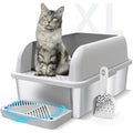 Suzzipaws XL Stainless Steel Cat Litter Box – High Sided Enclosed Tray