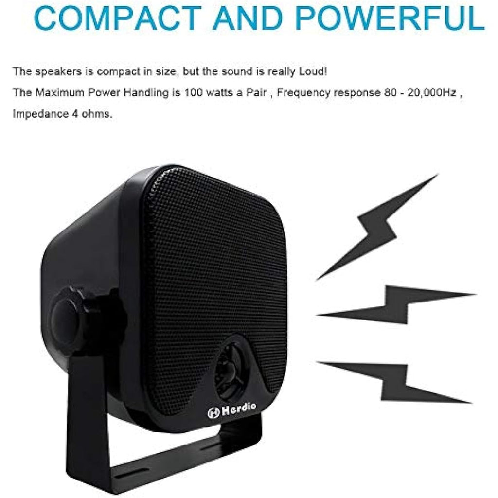 Herdio 120W Waterproof Outdoor Marine Speakers | 4-Inch Coaxial Pair