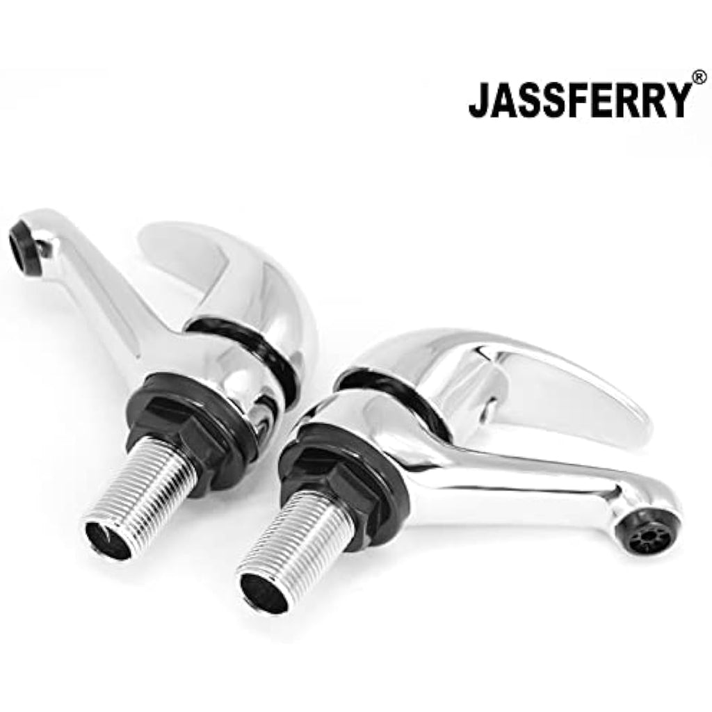 Jolof Store Chrome Basin Taps | Pair of Hot and Cold Brass Sink Faucets