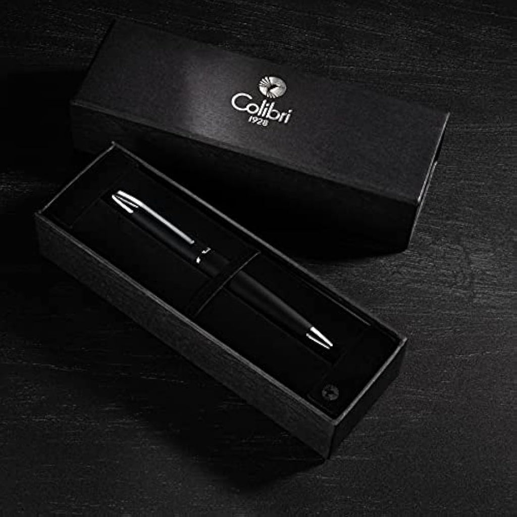 Colibri Equinox Ballpoint Pen – Brushed Black Steel & Chrome Finish
