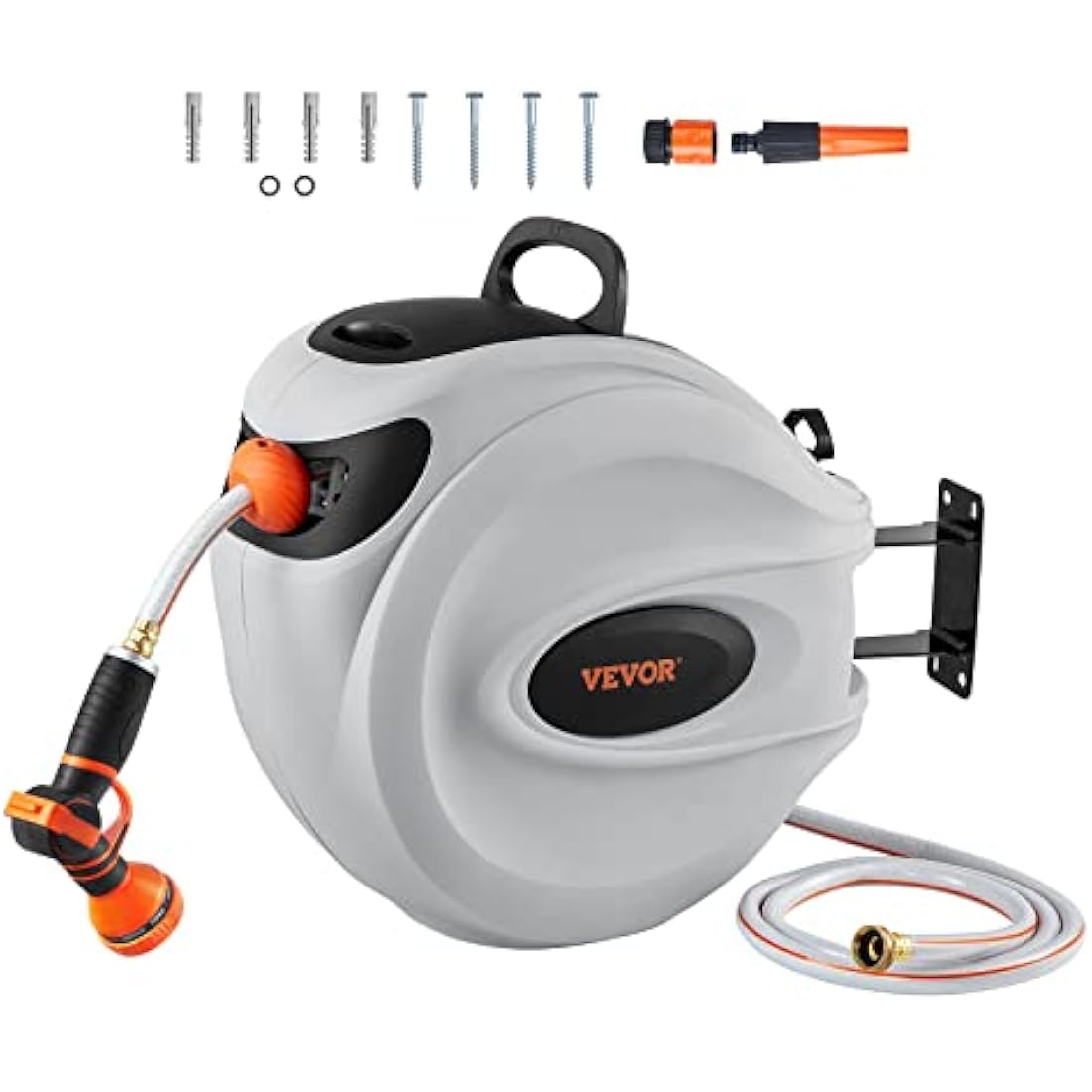 VEVOR Retractable Garden Hose Reel | 131ft Wall Mounted Auto-Rewind