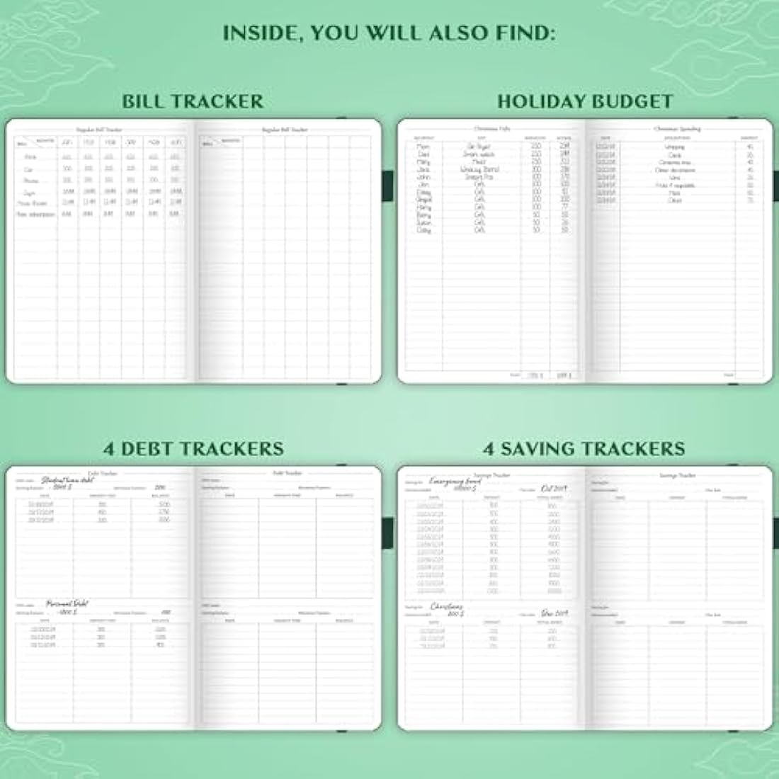 Legend Budget Planner – Vegan Leather Financial Organizer, Dark Green