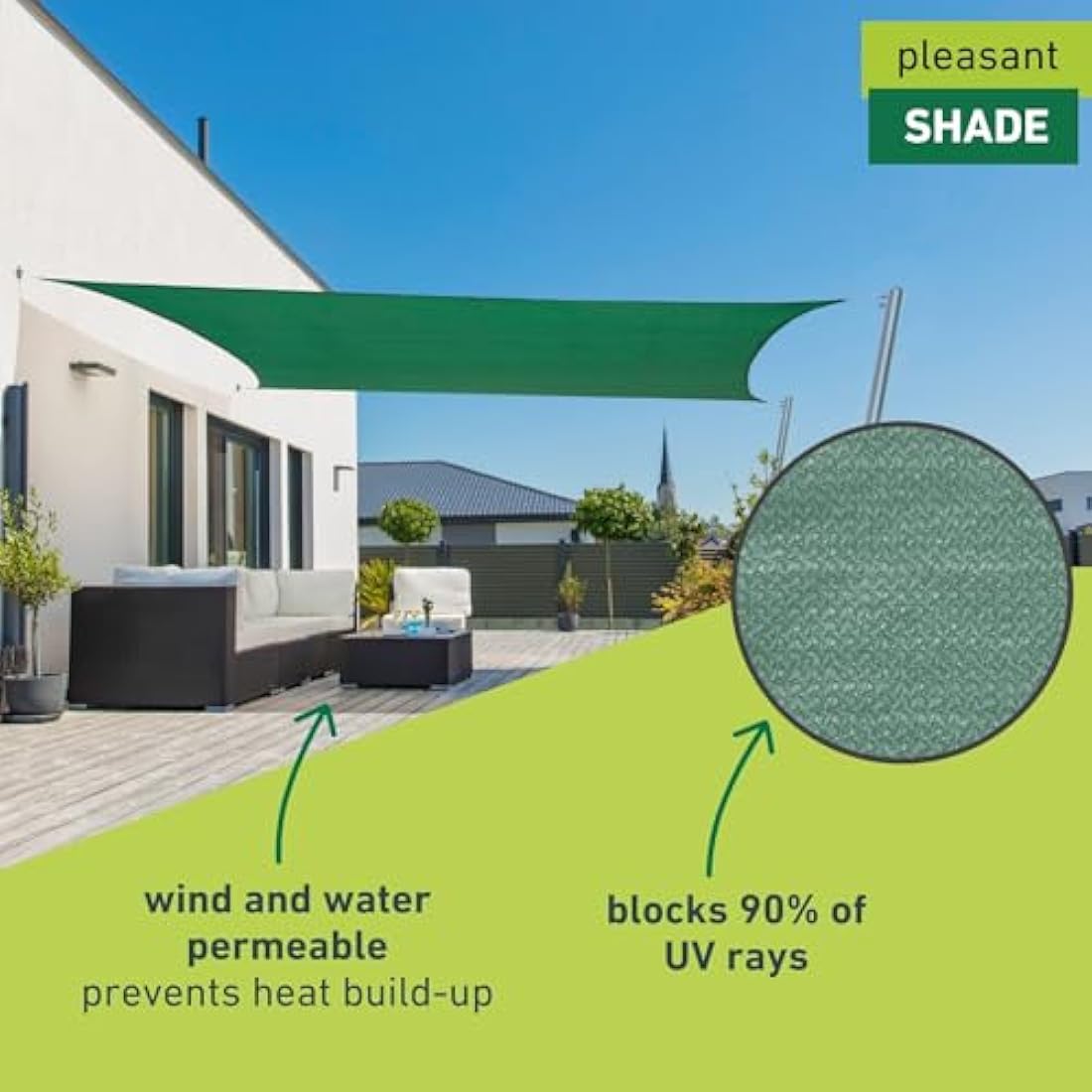 Windhager Capri Sun Sail – 4x5m HDPE UV Resistant Patio Awning, Olive