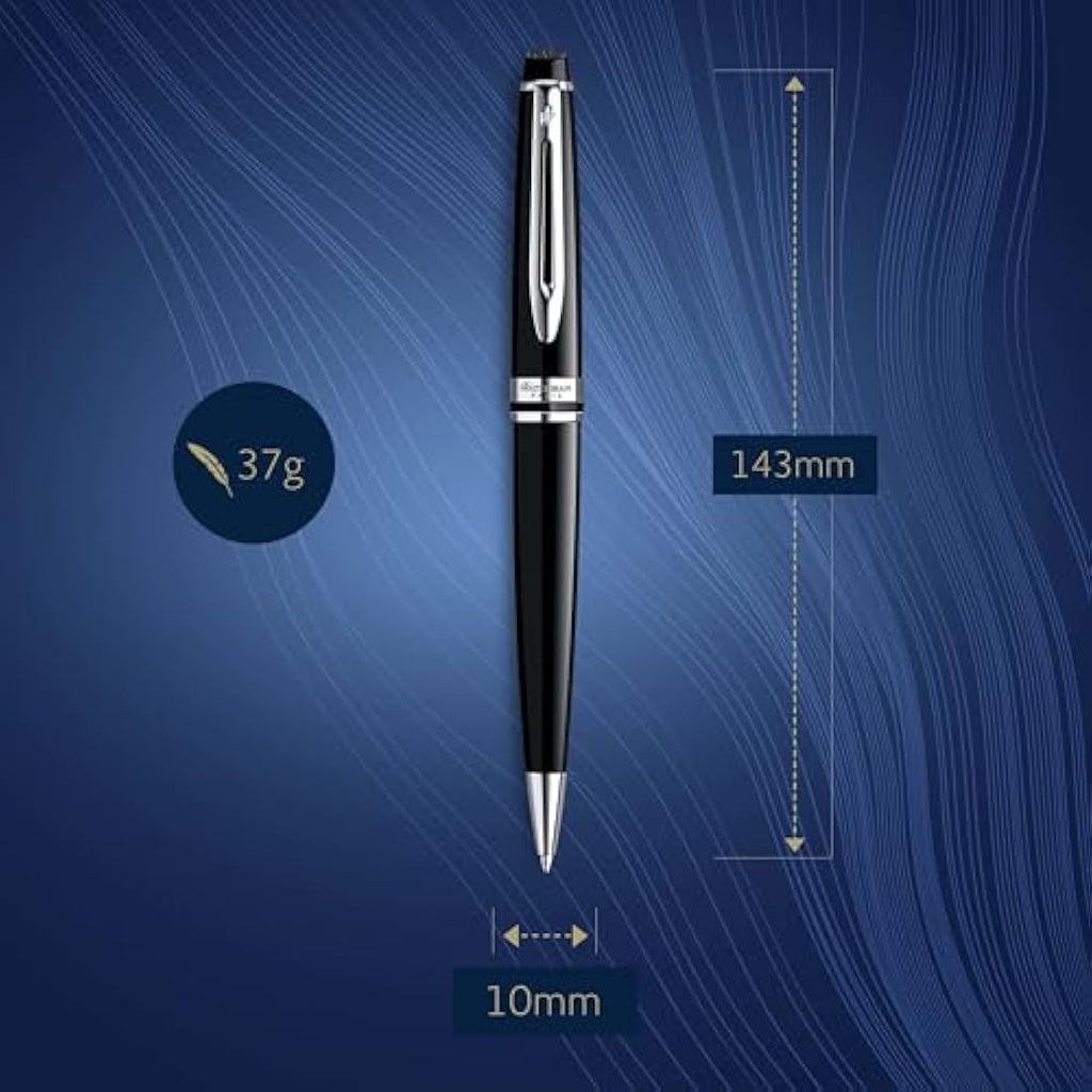 Waterman Expert Ballpoint Pen | Gloss Black & Chrome | Medium Tip