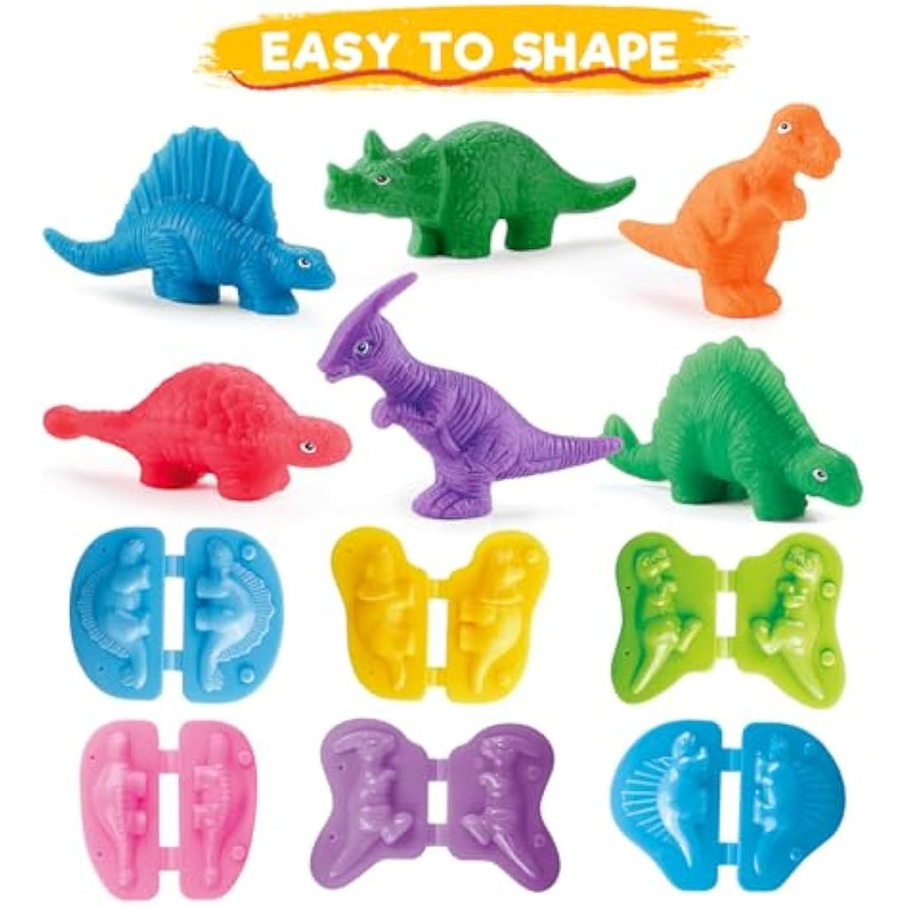 VConejo 2-in-1 Dinosaur Color Dough Toy Set - 37 Piece Dino Tools Kit