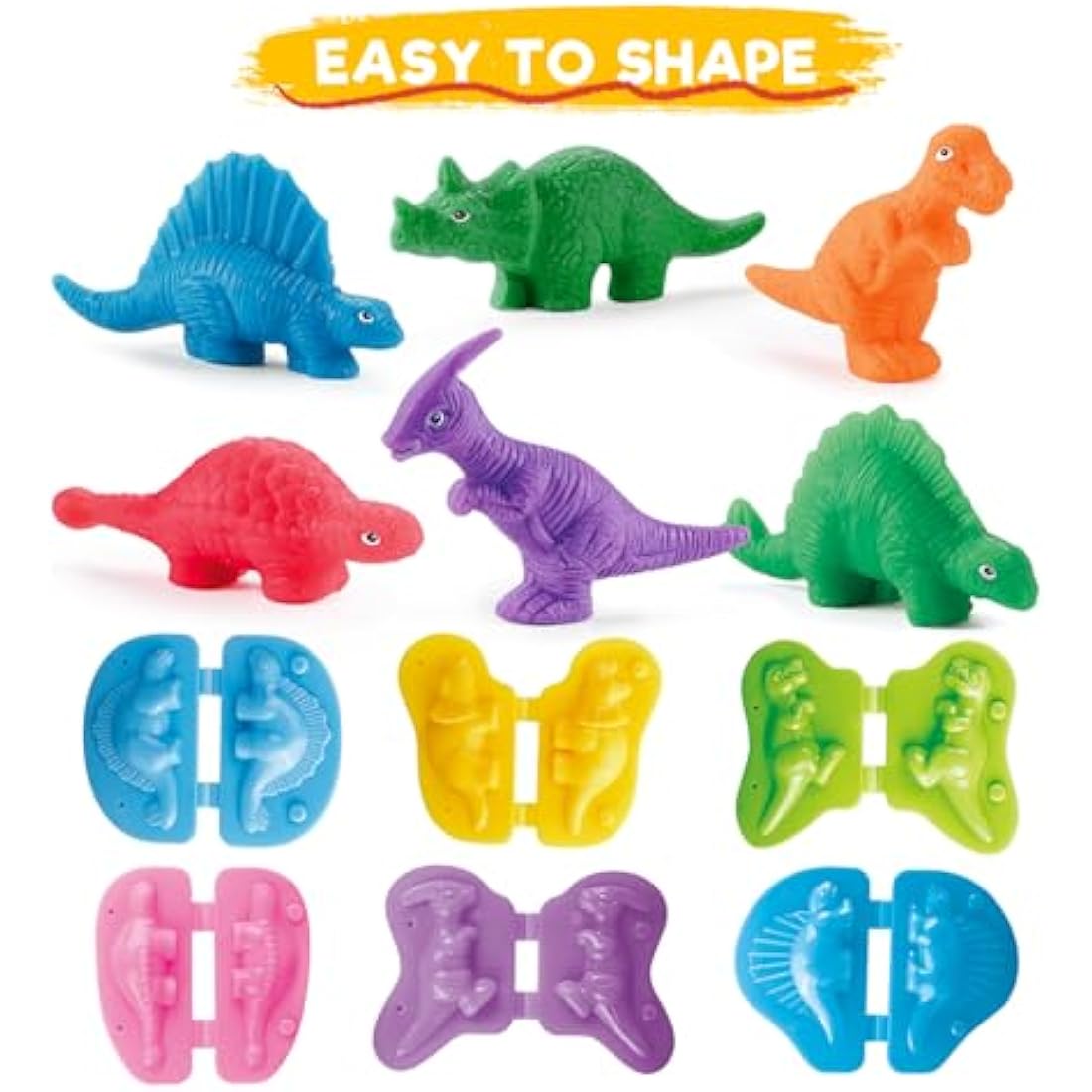 VConejo 2-in-1 Dinosaur Color Dough Toy Set - 37 Piece Dino Tools Kit