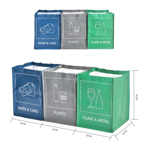 NYS CLOUD Reusable Recycling Bin Bags | 3-Pack Waterproof Waste Sorter