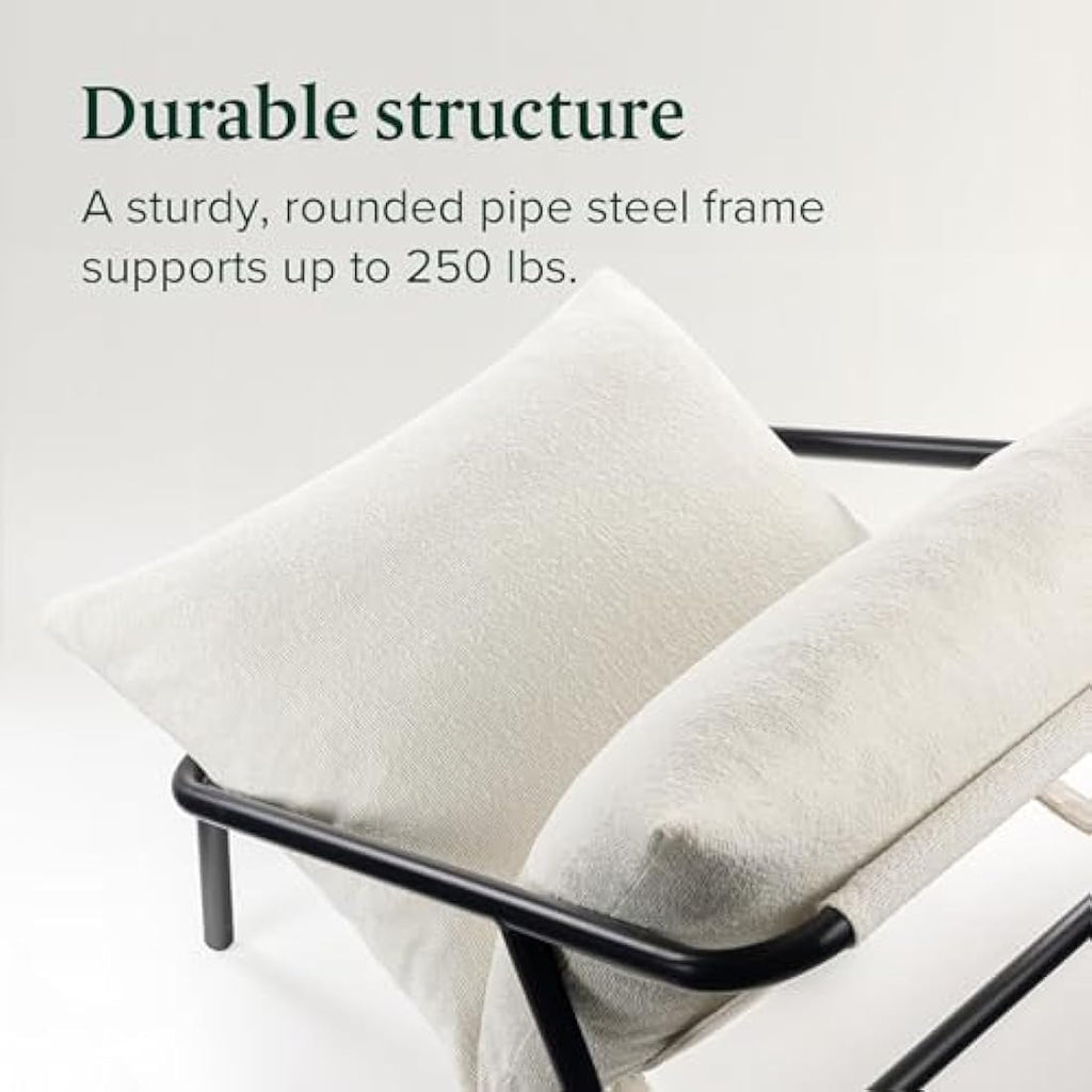 Zinus Ada Boucle Accent Chair – Metal Framed Armchair with Foam