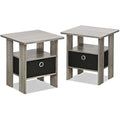 Furinno Andrey Nightstand Set of 2 - Side Table with Bin Drawer, Black