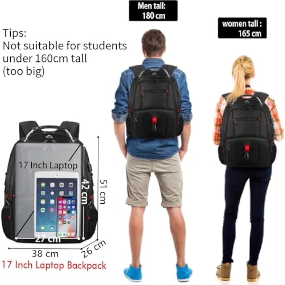 MATEIN 17.3 Inch Travel Laptop Backpack | 50L TSA Anti-Theft School Bag