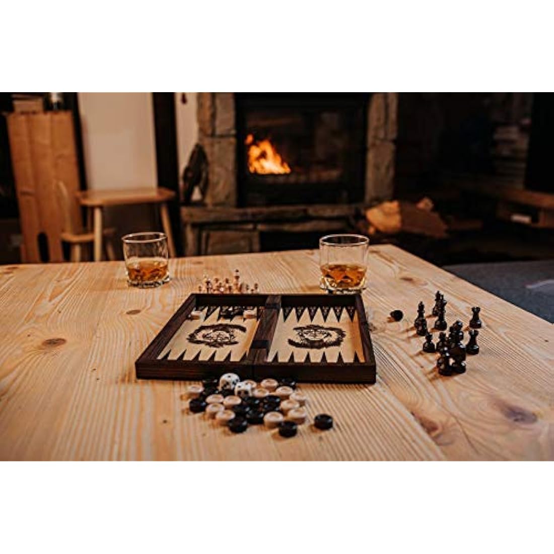 Master of Chess 3-in-1 Wooden Set | Handmade Portable 26cm Board