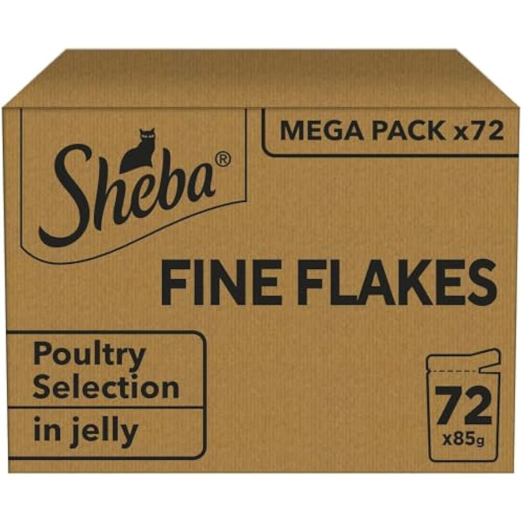 Sheba Fine Flakes Poultry Collection in Jelly Wet Cat Food - 72x85g