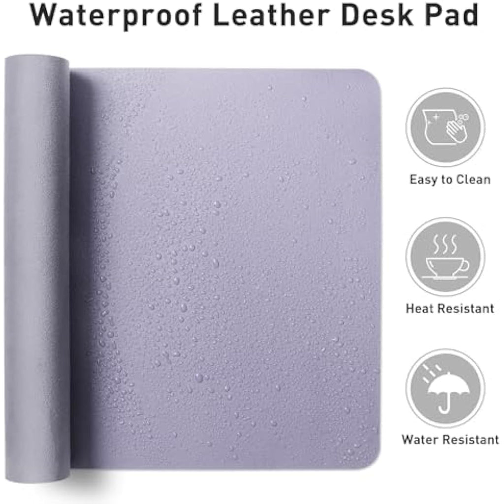 PU Leather Desk Pad - Waterproof Non-Slip Mat, Lavender