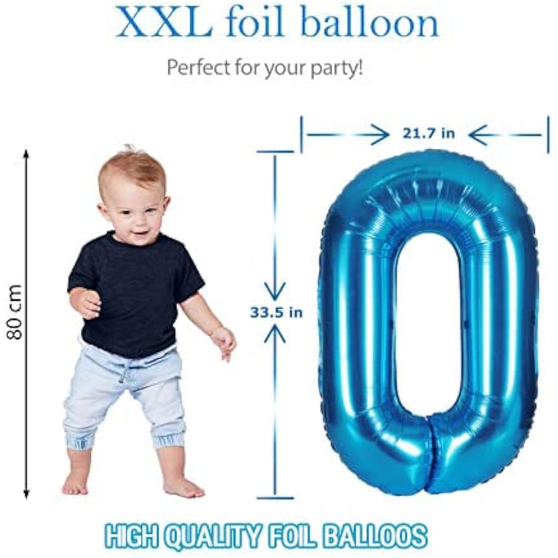 Jolof Store 40 Inch Blue Number 0 Foil Balloon – Giant Mylar Party Decor