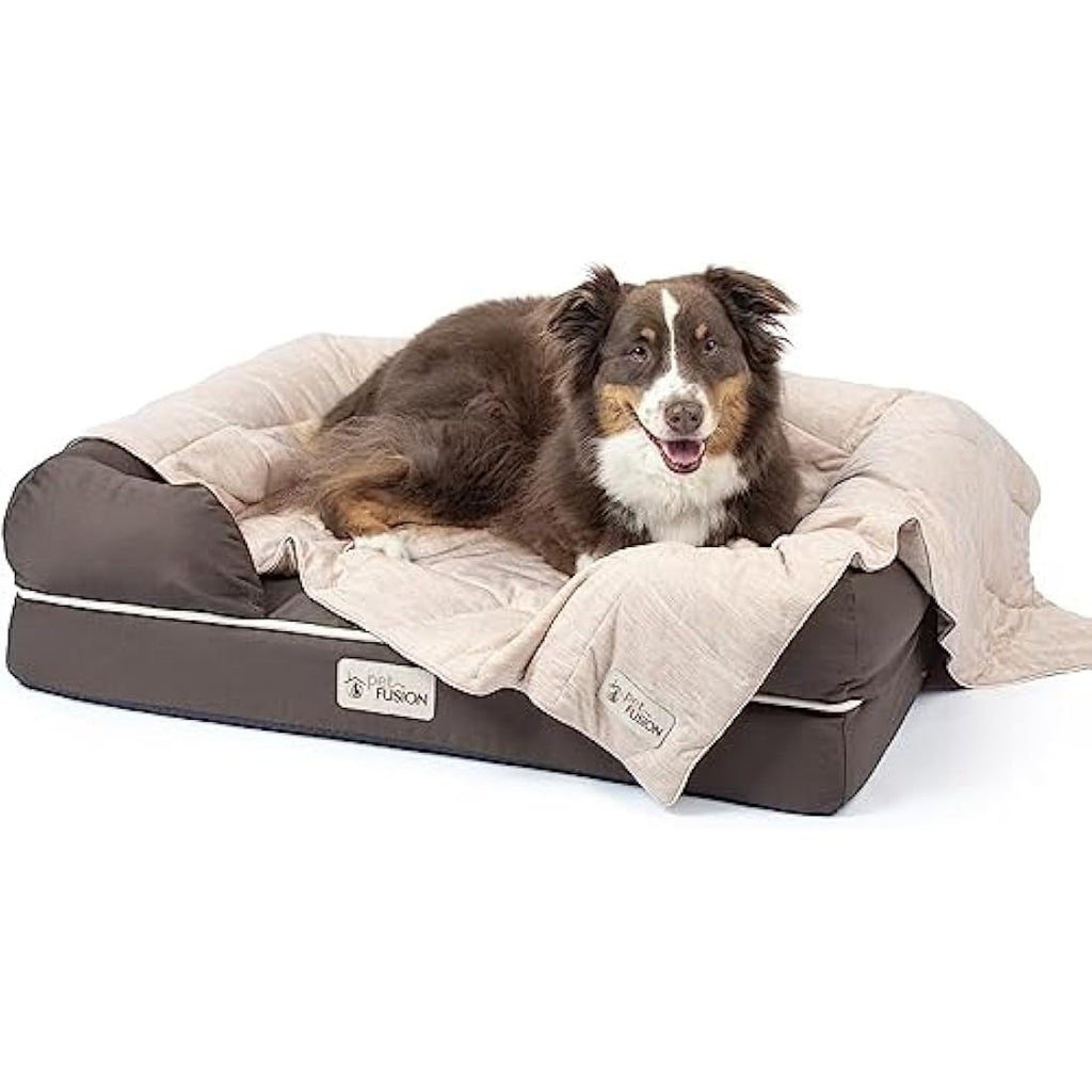 PetFusion Premium Pet Cooling Blanket | Washable & Lightweight – Brown, Large